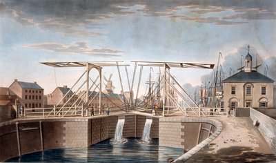 Bascule Bridge and New Docks at Kingston-upon-Hull, Yorkshire, 1786 by Robert Thew